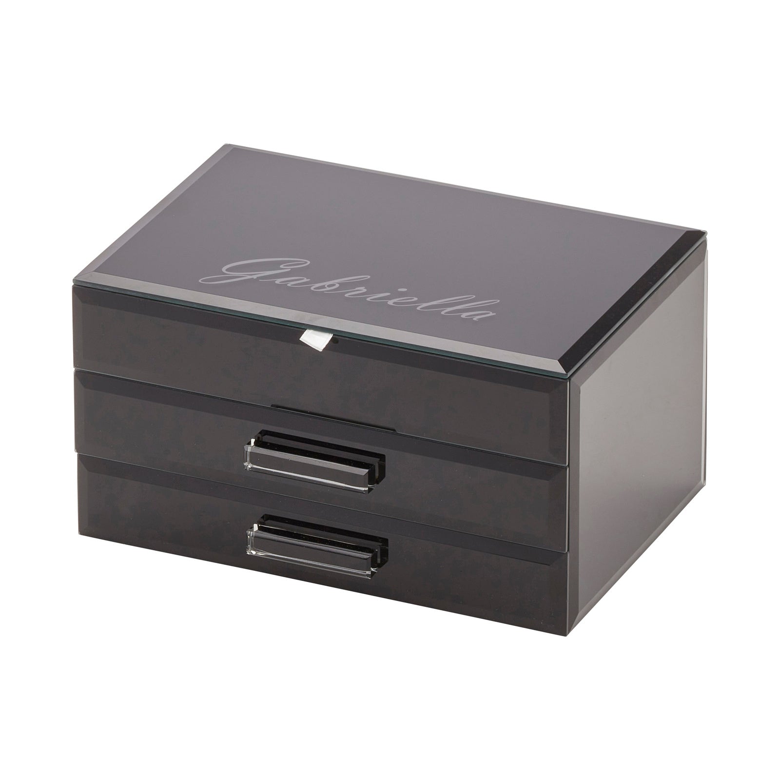 Personalised Isabella 3 Tiers Jewellery Box Medium Black