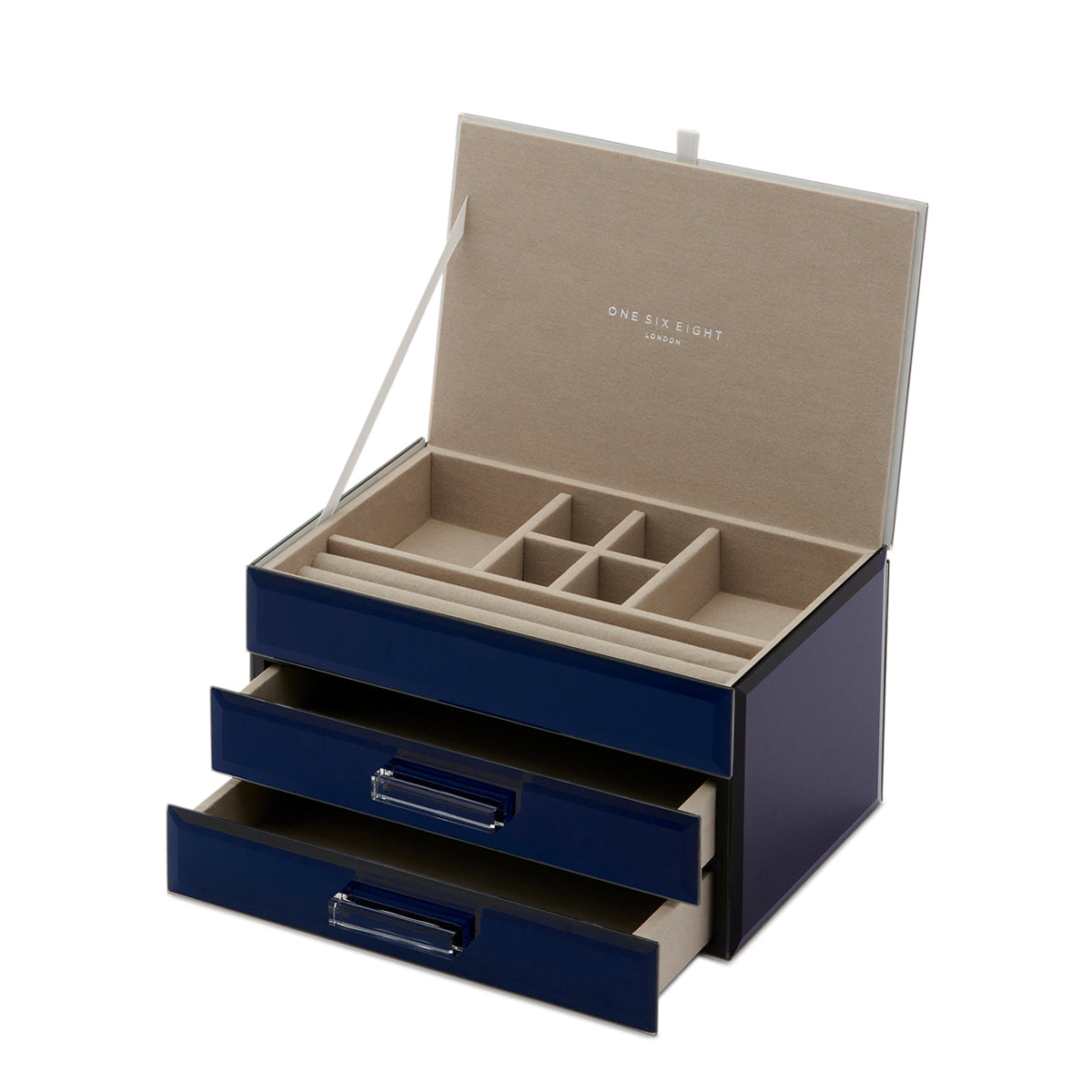 Personalised Isabella 3 Tiers Jewellery Box Medium Navy