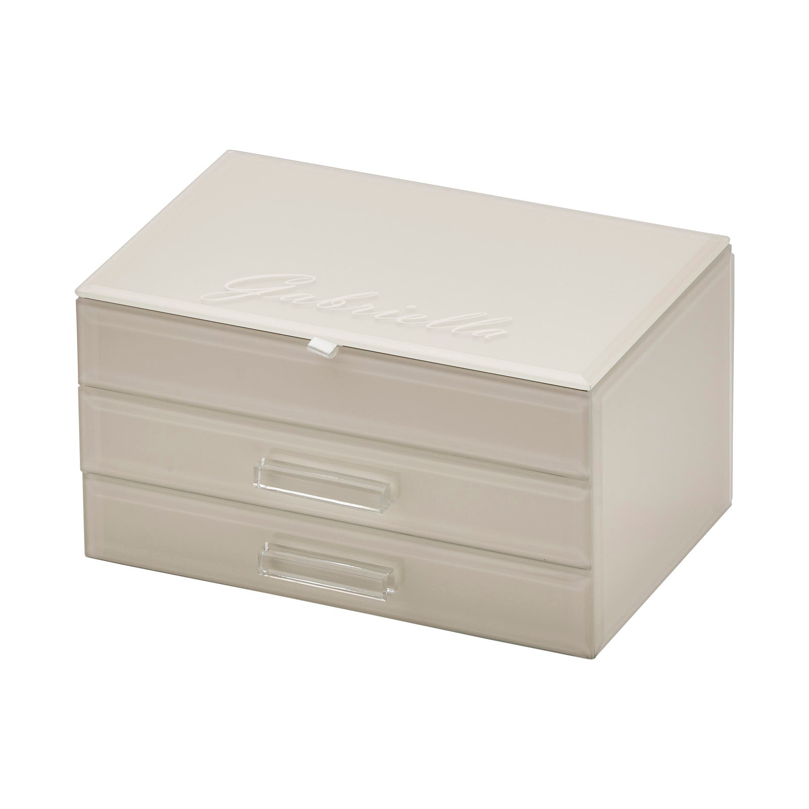 Personalised Isabella 3 Tiers Jewellery Box Medium Nude