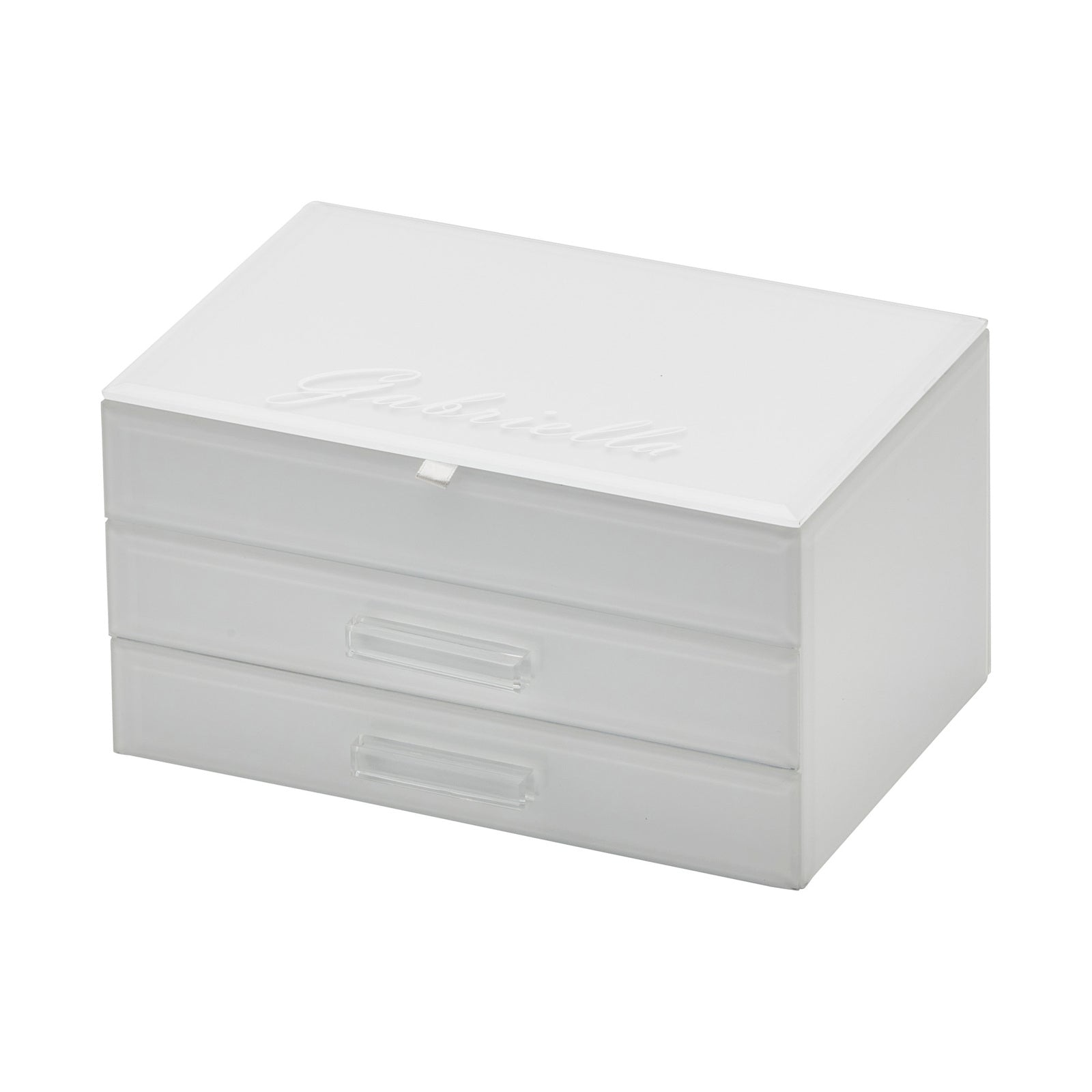 Personalised Isabella  3 Tiers Jewellery Box Medium White