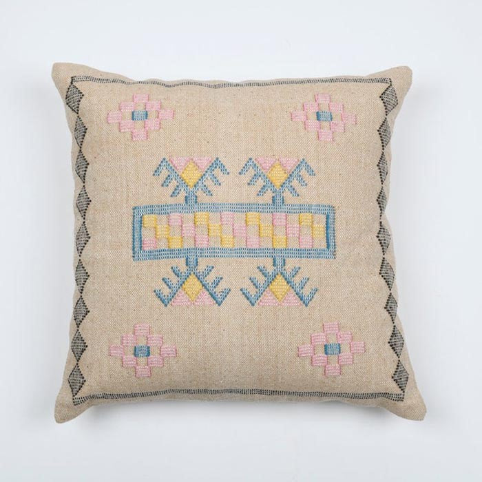 Ivory Embroidered Cotton Cushion Cover 50 x 50cms