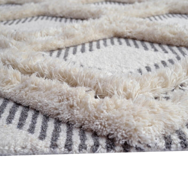 Ivory & Grey Diamond Pattern Cotton Rug (Available in 4 Sizes)