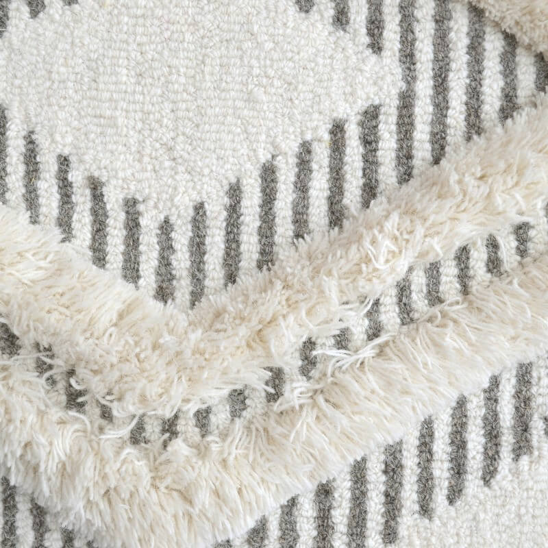 Ivory & Grey Diamond Pattern Cotton Rug (Available in 4 Sizes)