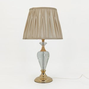 Glamorous Glow Crystal Lamp with Soft Beige Shade