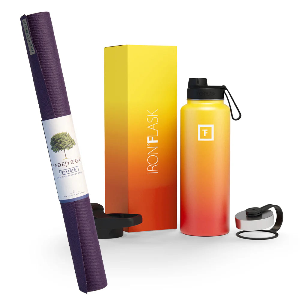 Jade Yoga Voyager Mat & Flask Combo  (Available in 4 Colors)