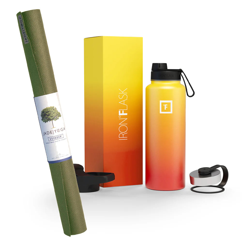 Jade Yoga Voyager Mat & Flask Combo  (Available in 4 Colors)