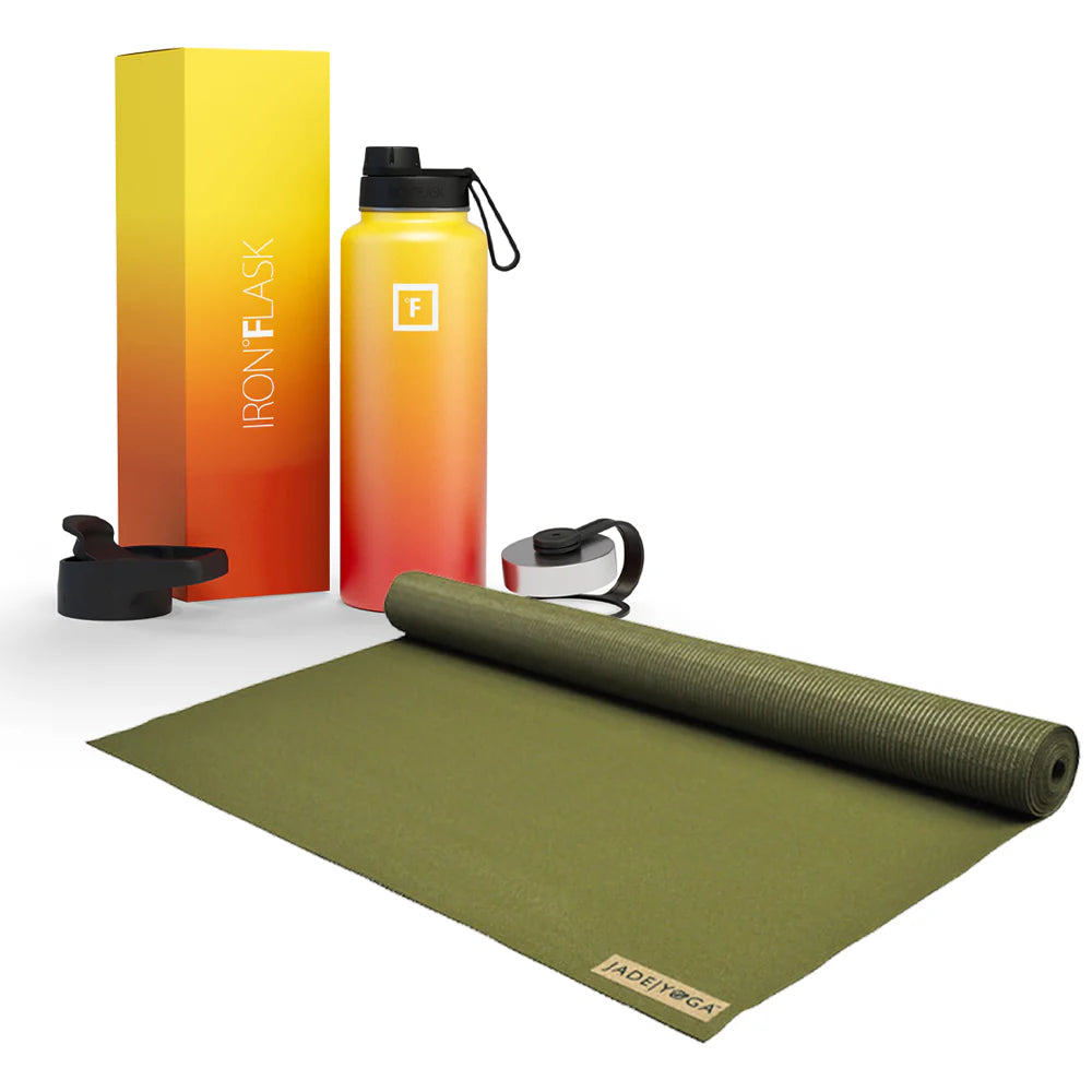 Jade Yoga Voyager Mat & Flask Combo  (Available in 4 Colors)