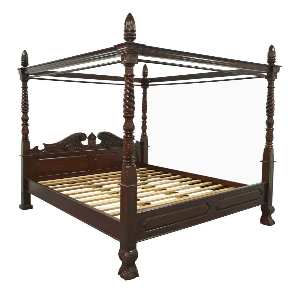 Jepara Handcrafted 4-Poster Canopy Bed - King