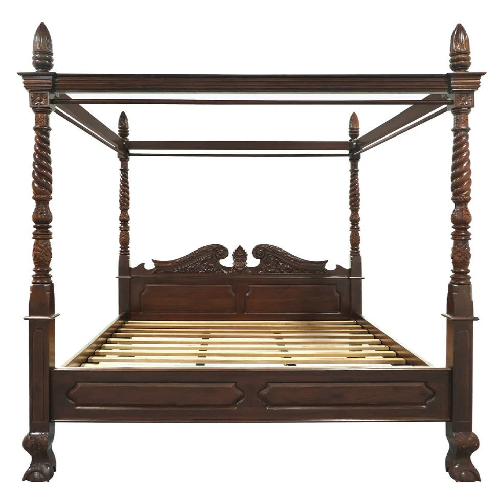 Jepara Handcrafted 4-Poster Canopy Bed - King