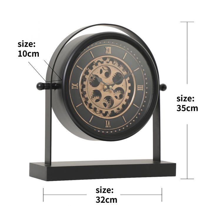 John Bedside Table Exposed Gear Movement Clock