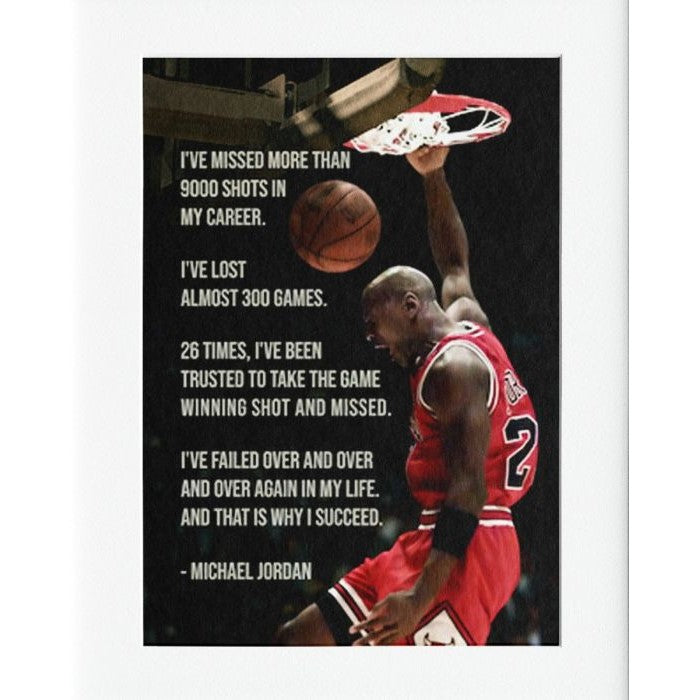 Jordan Missed Shots Mounted Print Wall Decor - 40x50cms