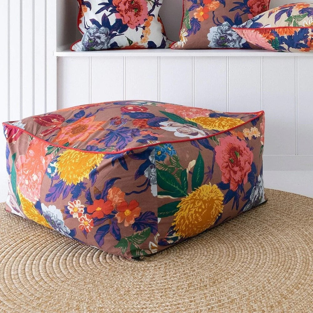 Jungle Paradise Inspired Ottoman Cover - Brown