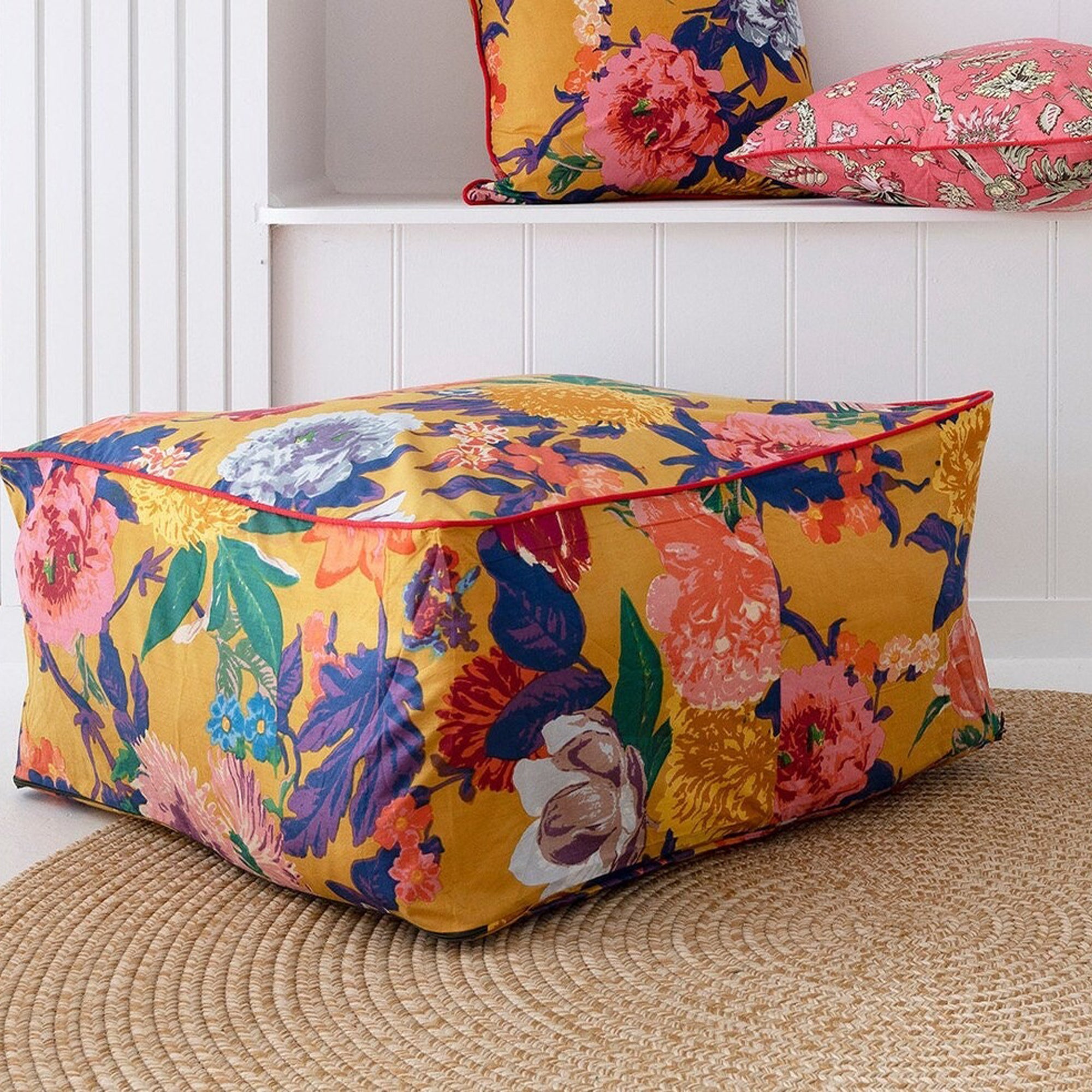 Jungle Paradise Inspired Ottoman Cover - Yellow