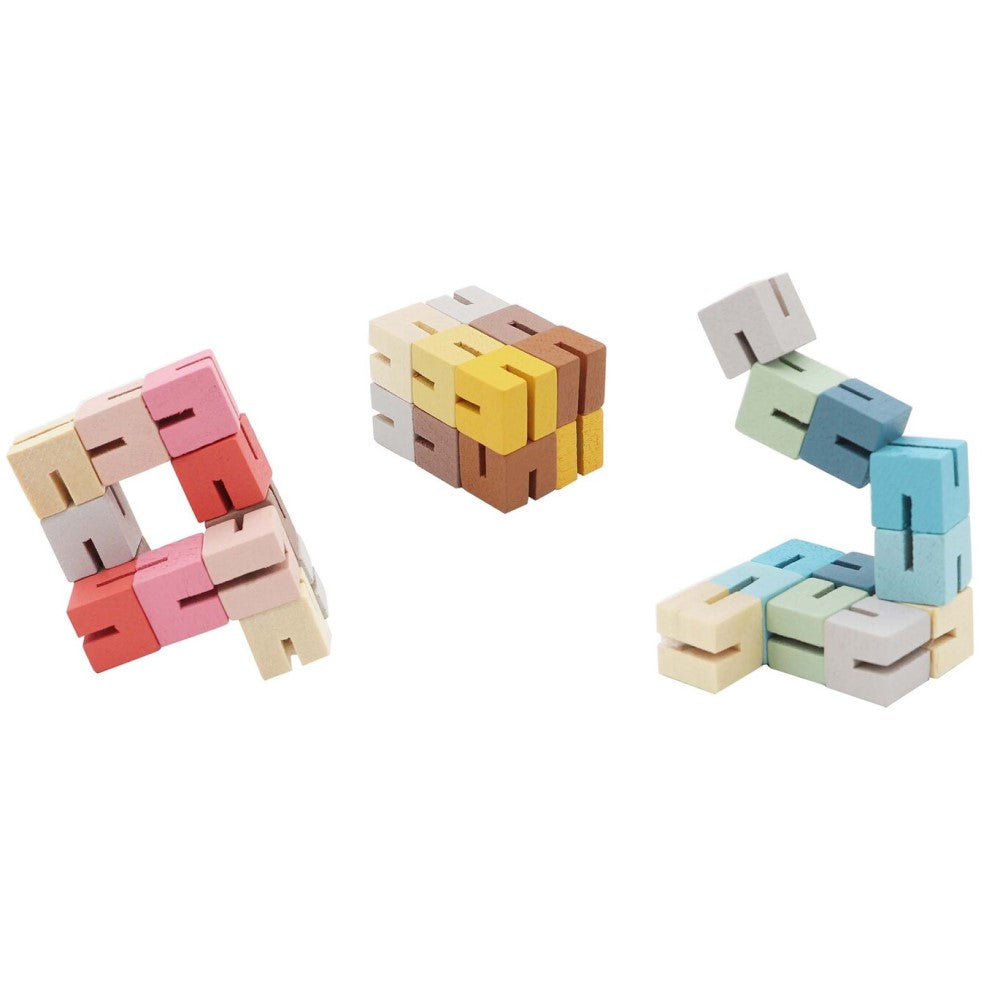 Set of 3 Twist & Lock Wooden Fidget Block Toy