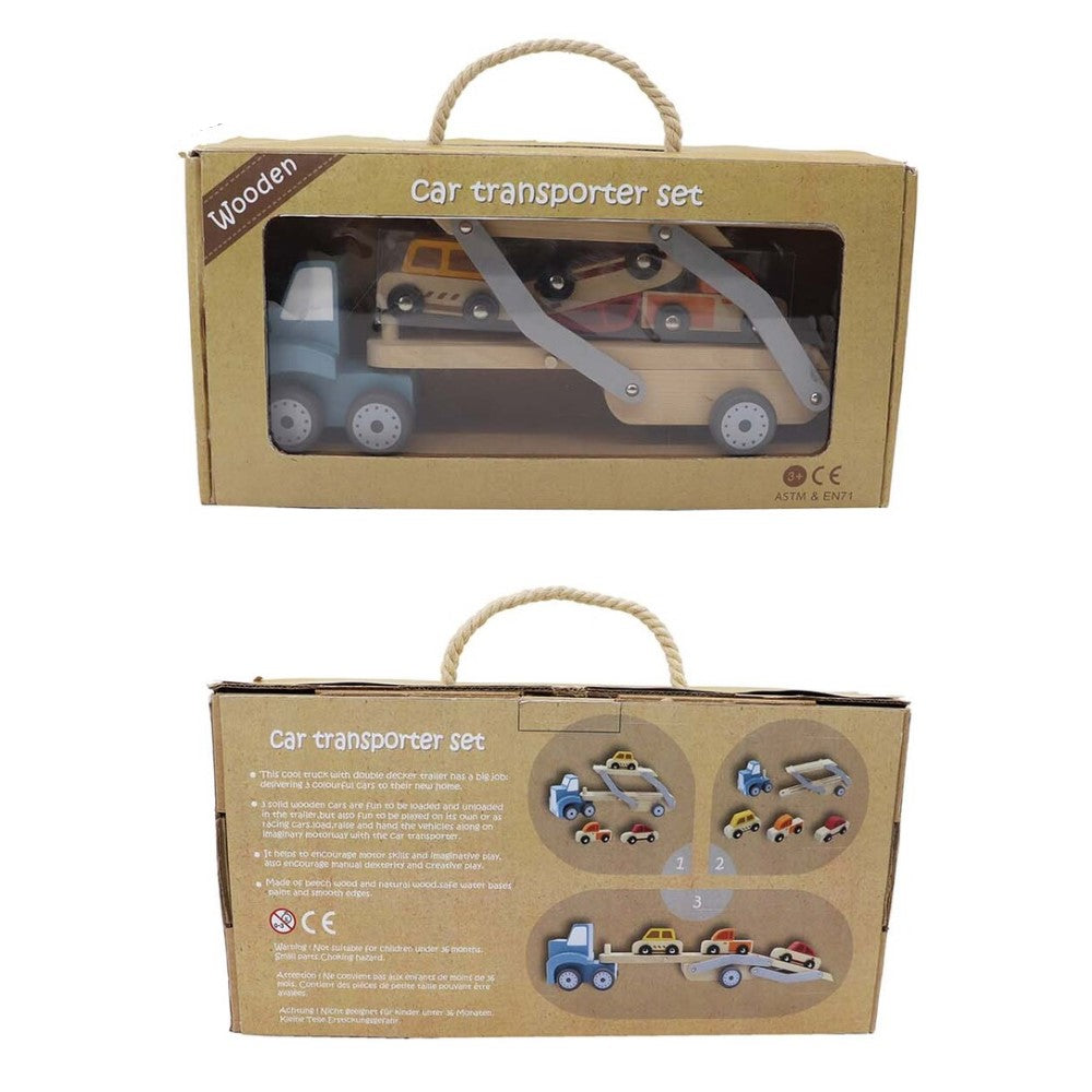 Kids 3 Cars Wooden Carrier Toy