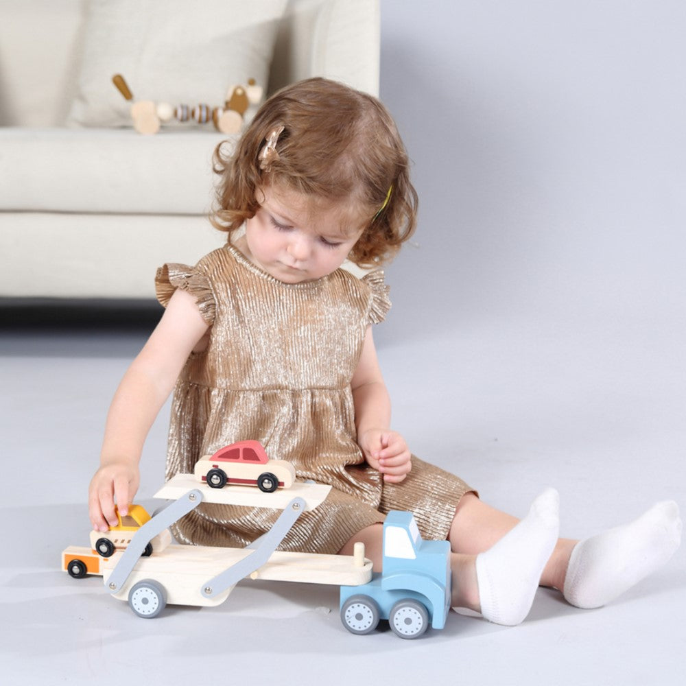 Kids 3 Cars Wooden Carrier Toy