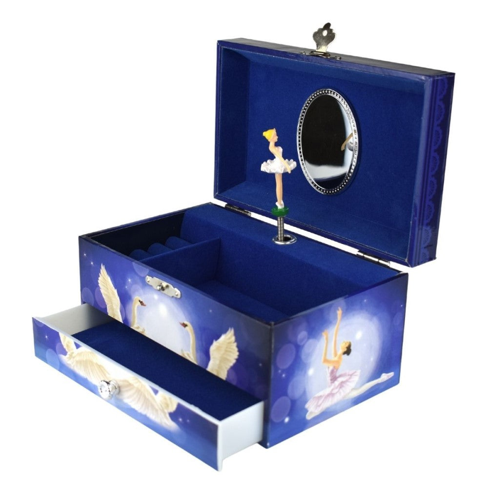 Ballerina & Swans Kids Keepsake Music Box With Drawer