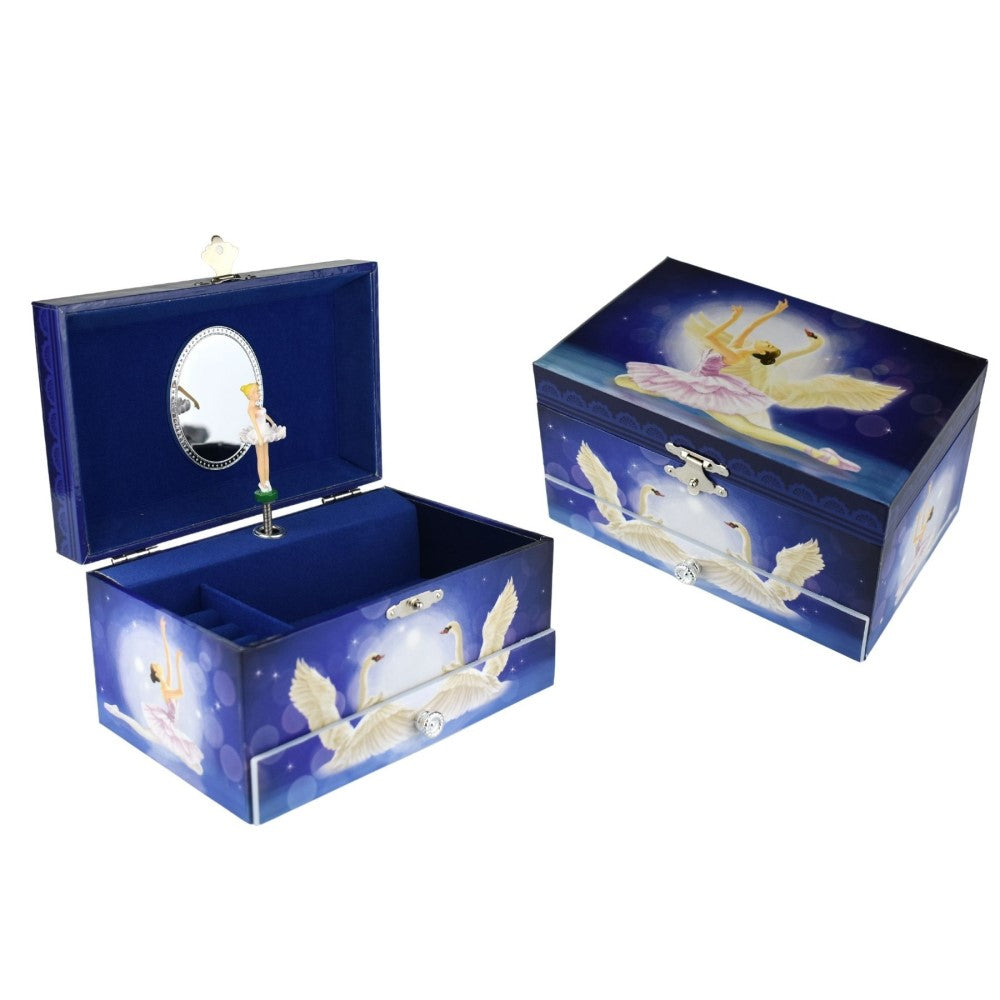 Ballerina & Swans Kids Keepsake Music Box With Drawer