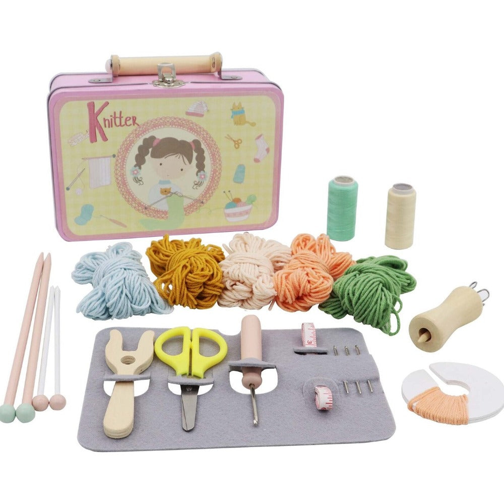 Kids Knitting Craft Kit In Tin Case