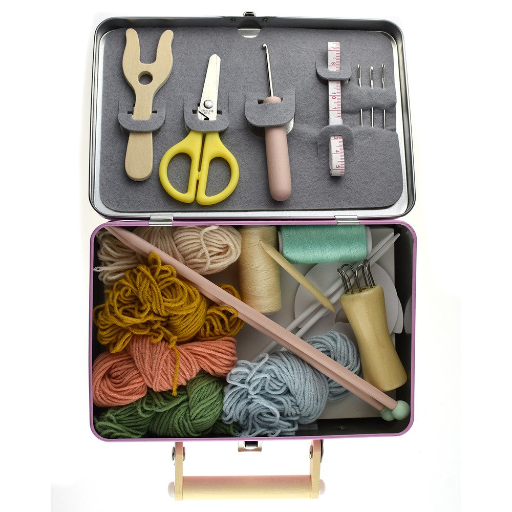 Kids Knitting Craft Kit In Tin Case