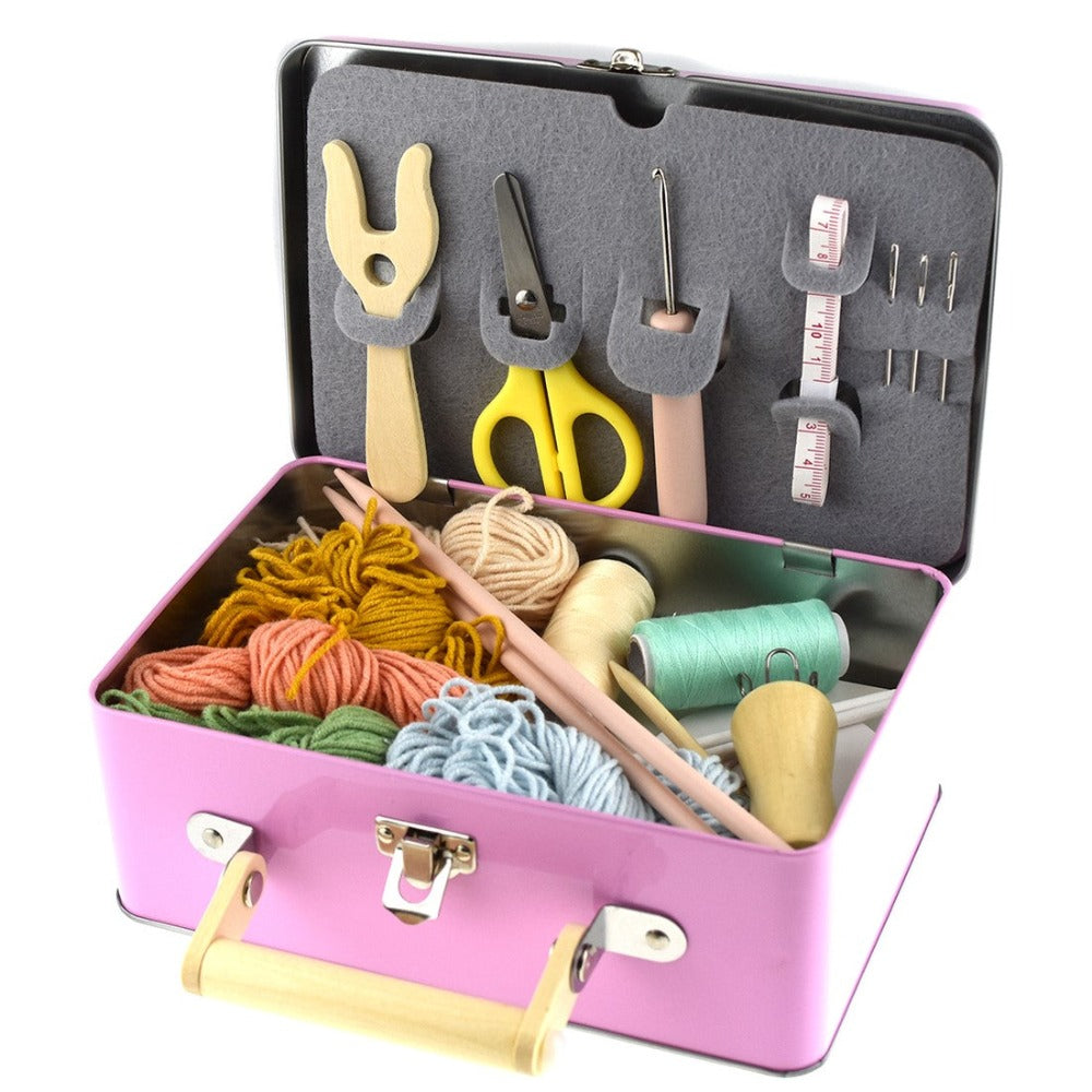 Kids Knitting Craft Kit In Tin Case