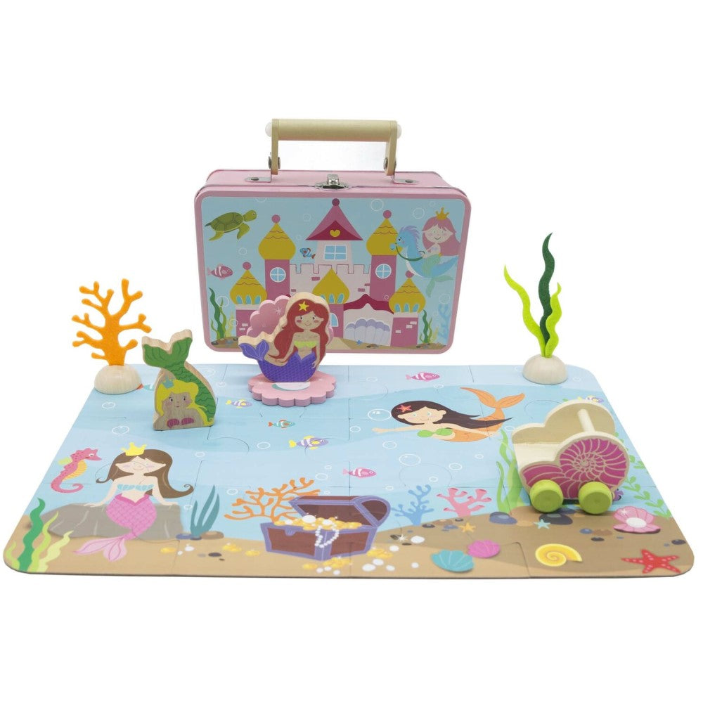 Kids Mermaid Playset In Tin Case