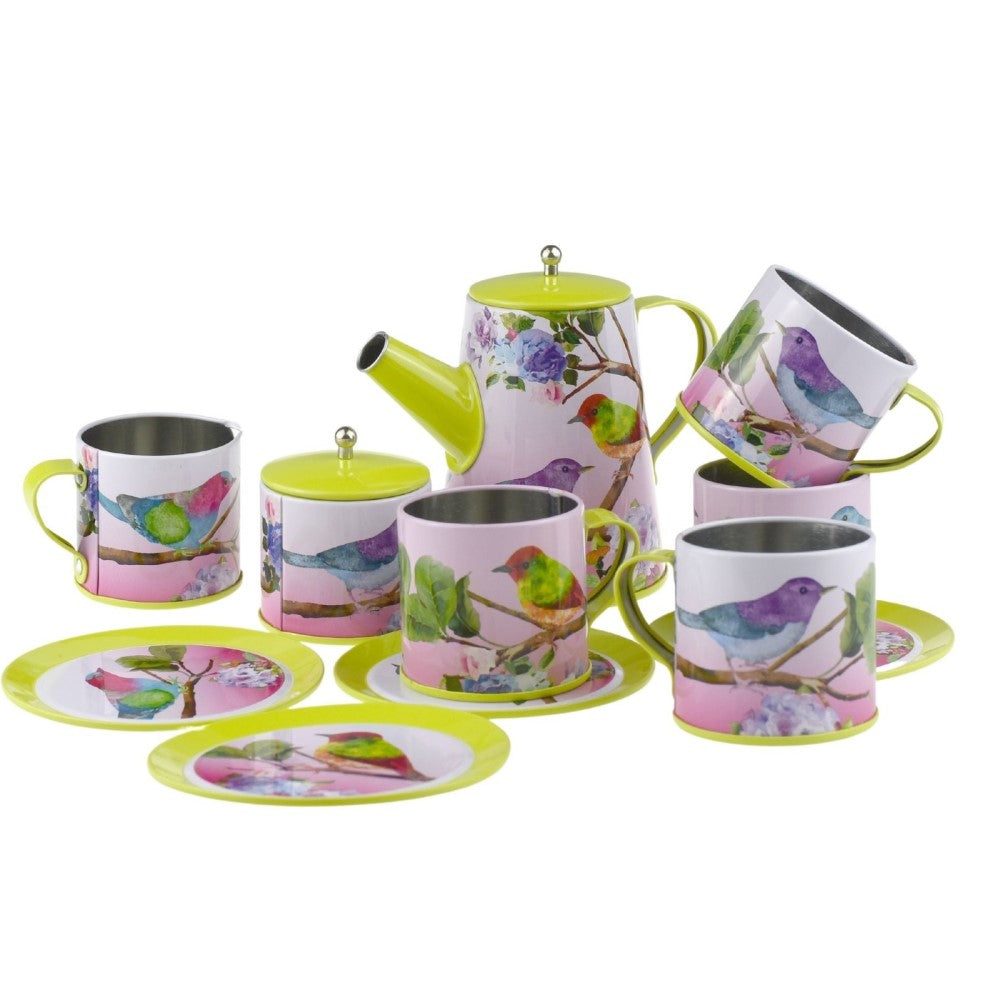 Kids Play Tin Tea Set - Birds 13Pcs