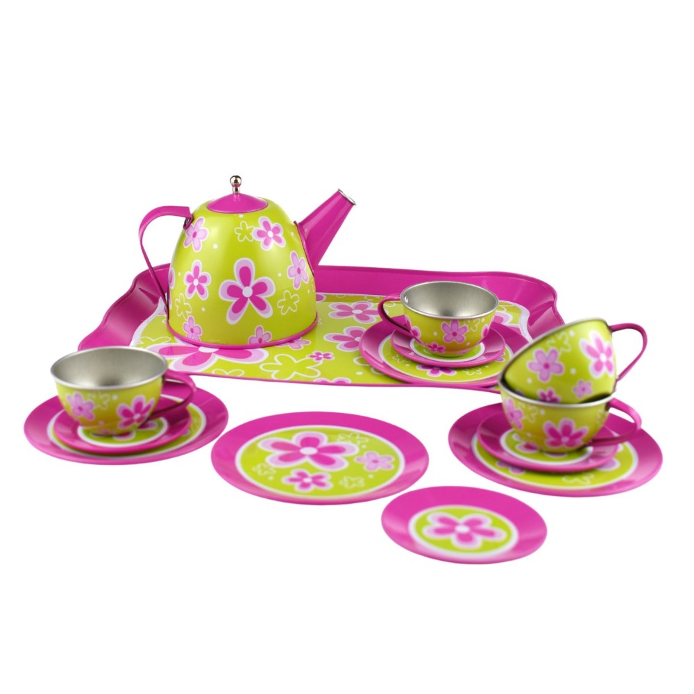 Kids Play Tin Tea Set - Daisy Flower 15Pcs