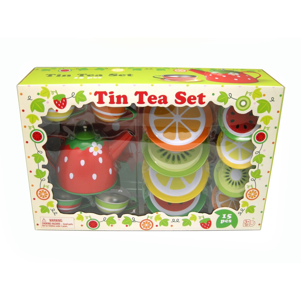 Kids Play Tin Tea Set - Fruits 15Pcs