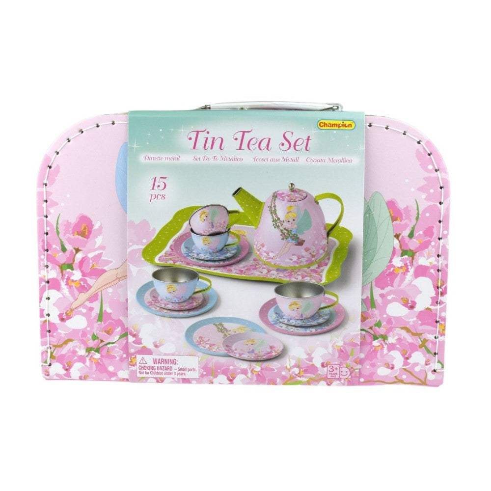 Kids Play Tin Tea Set In Suitcase - Fairy 15Pcs