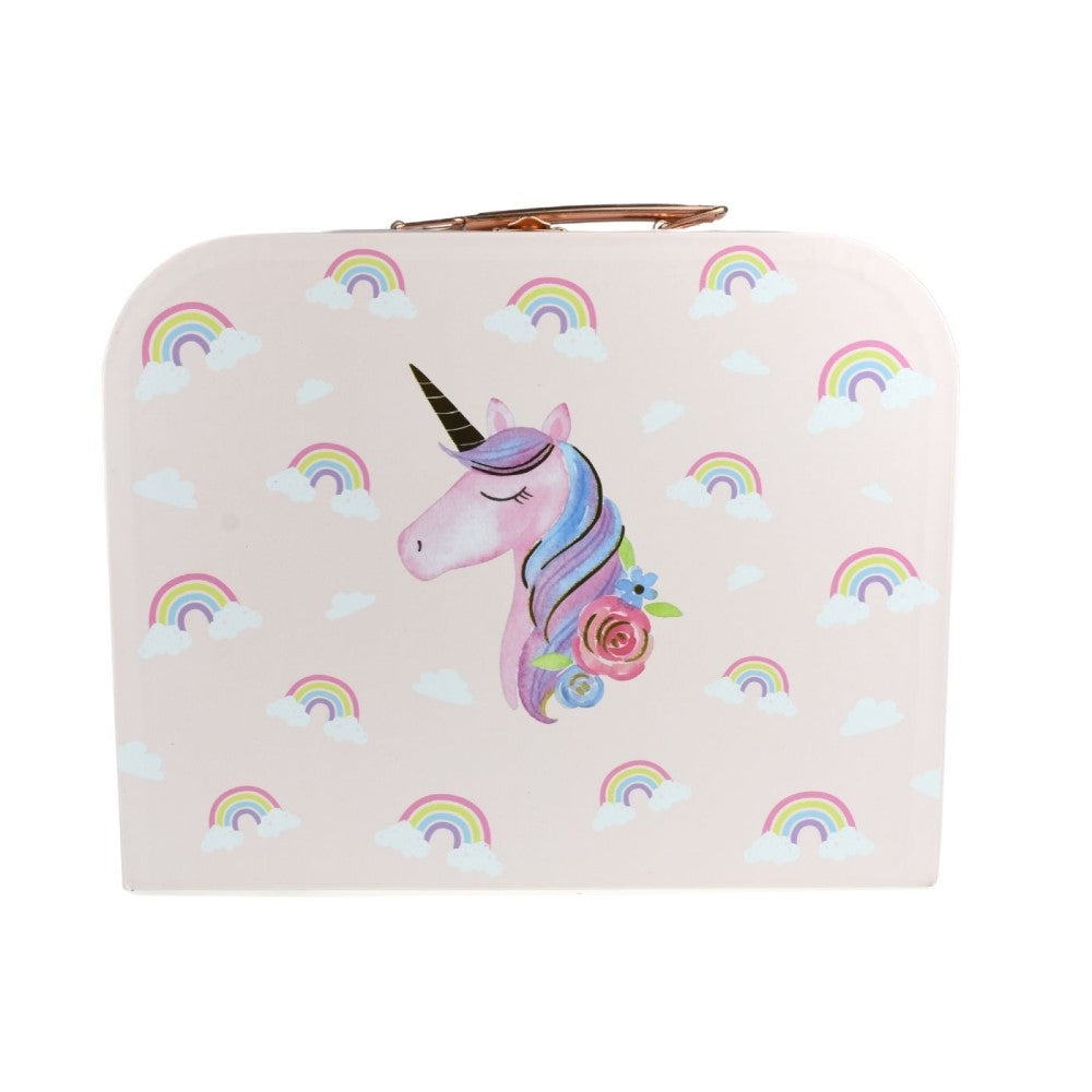 Kids Play Tin Tea Set In Suitcase - Rainbow Unicorn 18Pcs