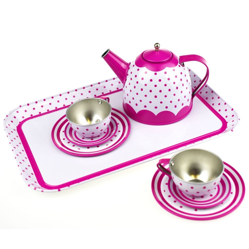 Kids Play Tin Tea Set - Polka Dots 15Pcs