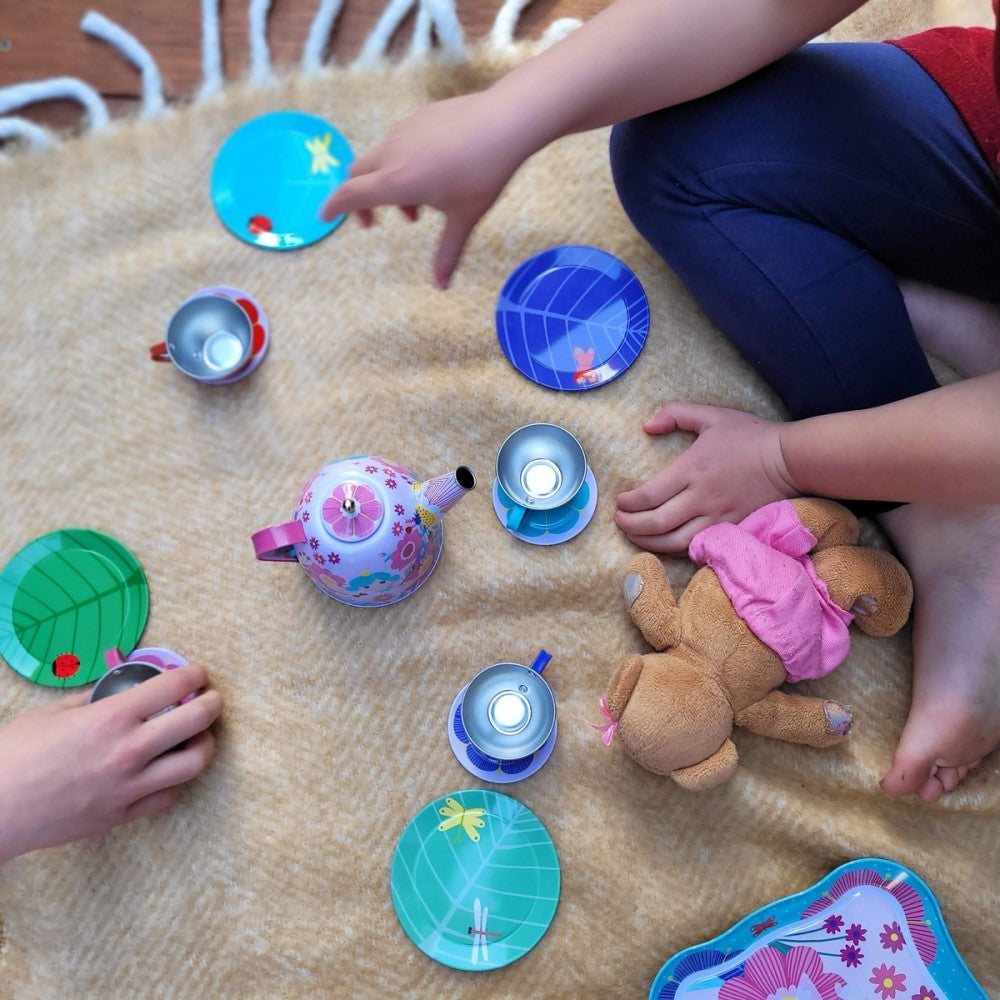 Kids Play Tin Tea Set - Flower 15Pcs