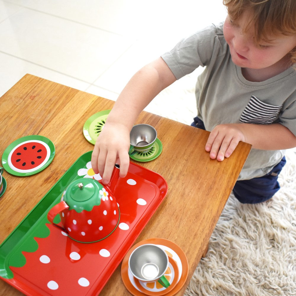 Kids Play Tin Tea Set - Fruits 15Pcs