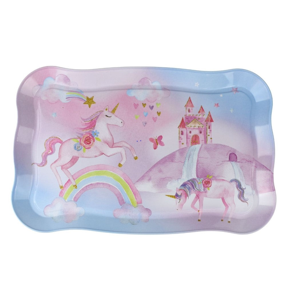 Kids Play Tin Tea Set In Suitcase - Rainbow Unicorn 18Pcs