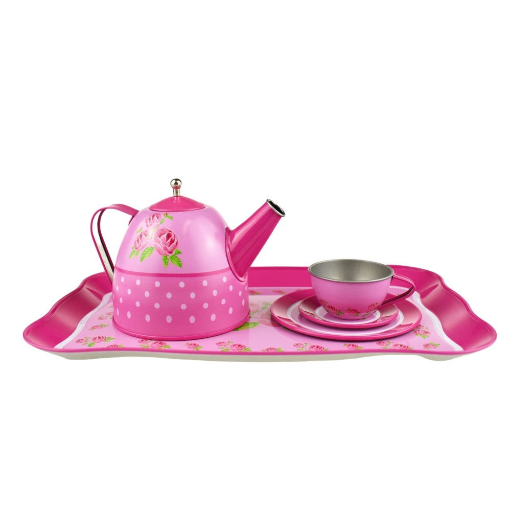 Kids Play Tin Tea Set - Rose 15Pcs