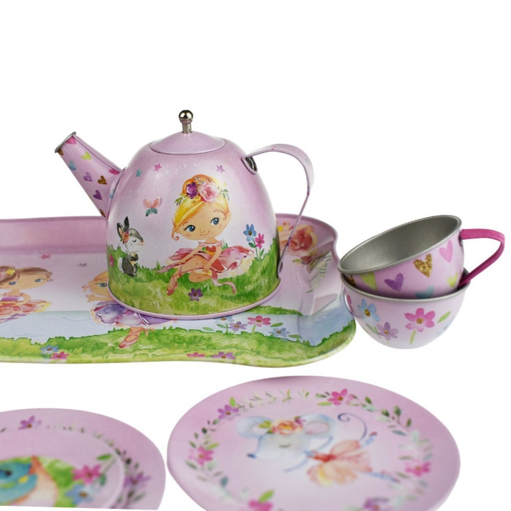 Kids Play Tin Tea Set In Suitcase - Ballerina 15 Pcs