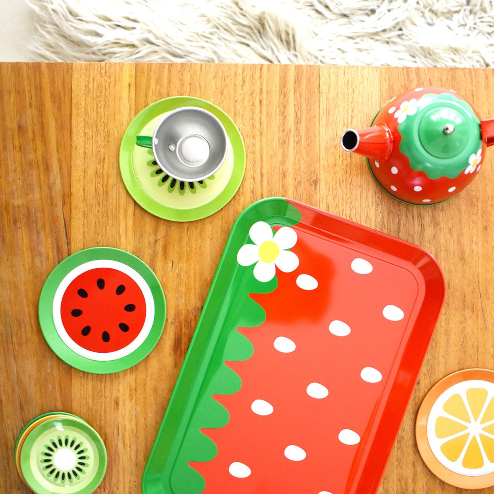 Kids Play Tin Tea Set - Fruits 15Pcs