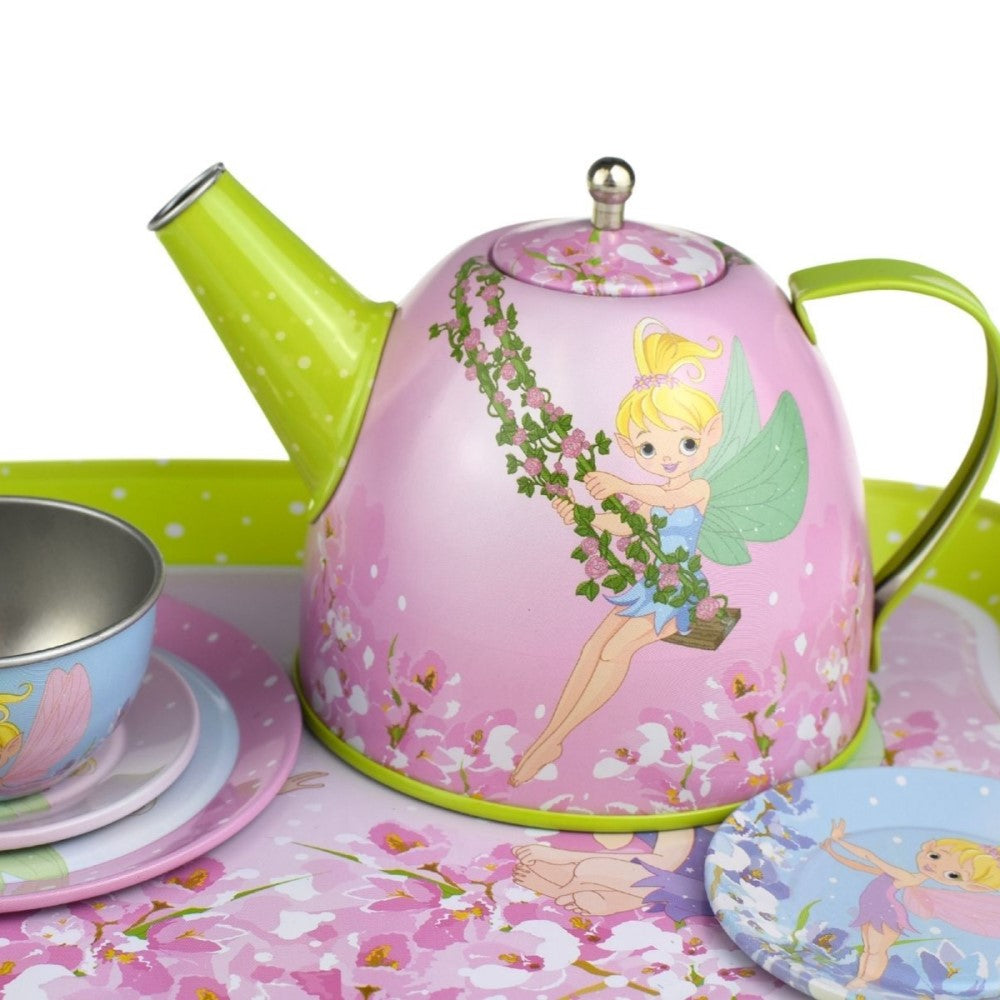 Kids Play Tin Tea Set In Suitcase - Fairy 15Pcs