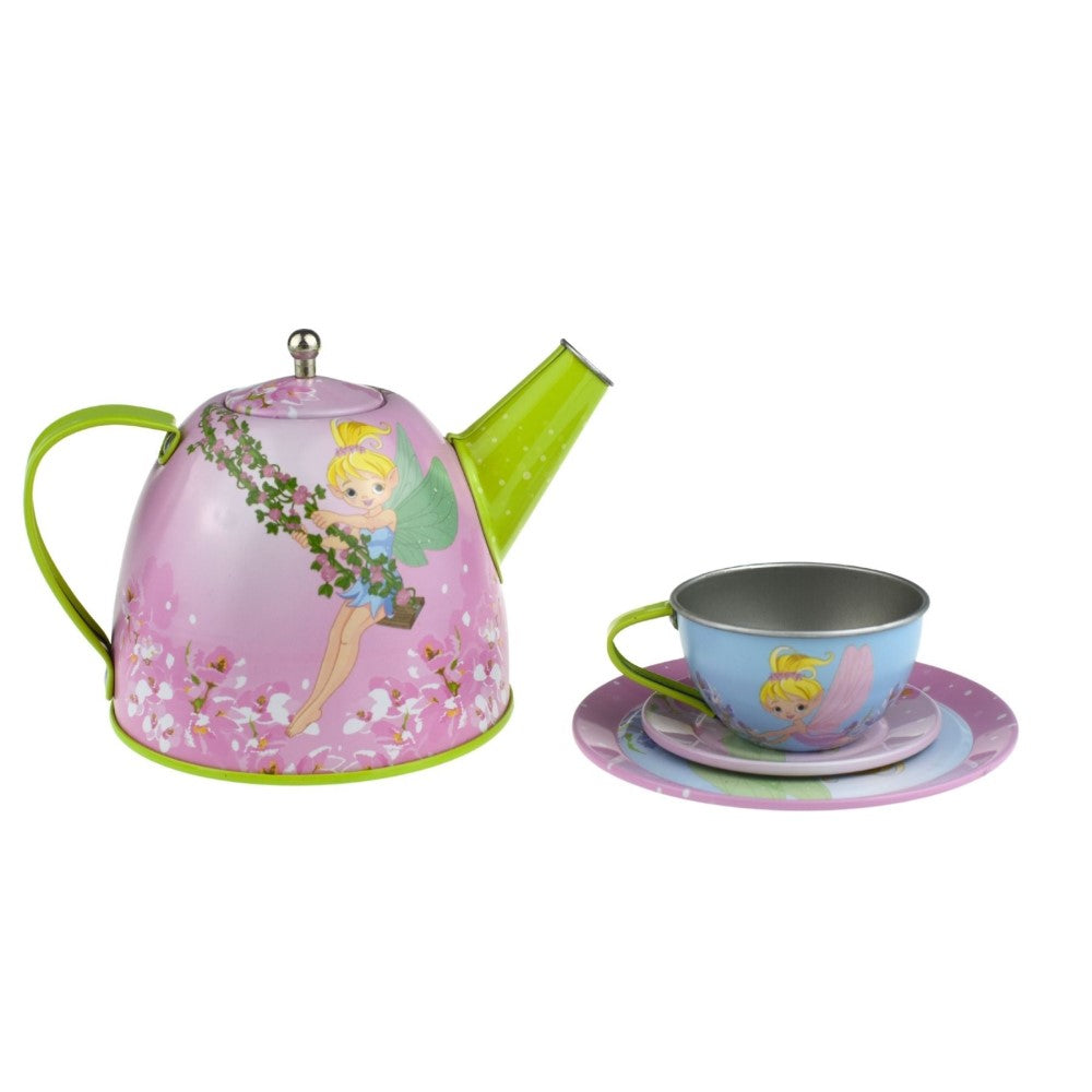 Kids Play Tin Tea Set In Suitcase - Fairy 15Pcs