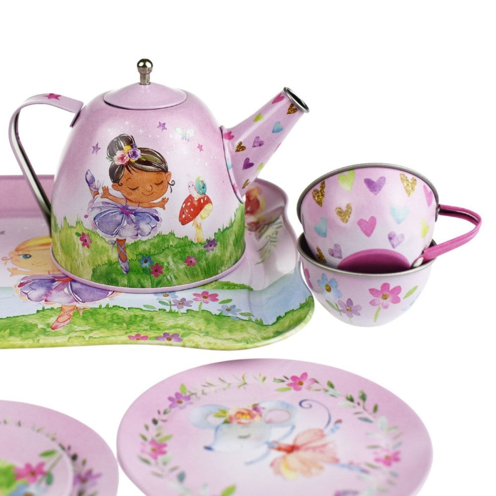 Kids Play Tin Tea Set In Suitcase - Ballerina 15 Pcs