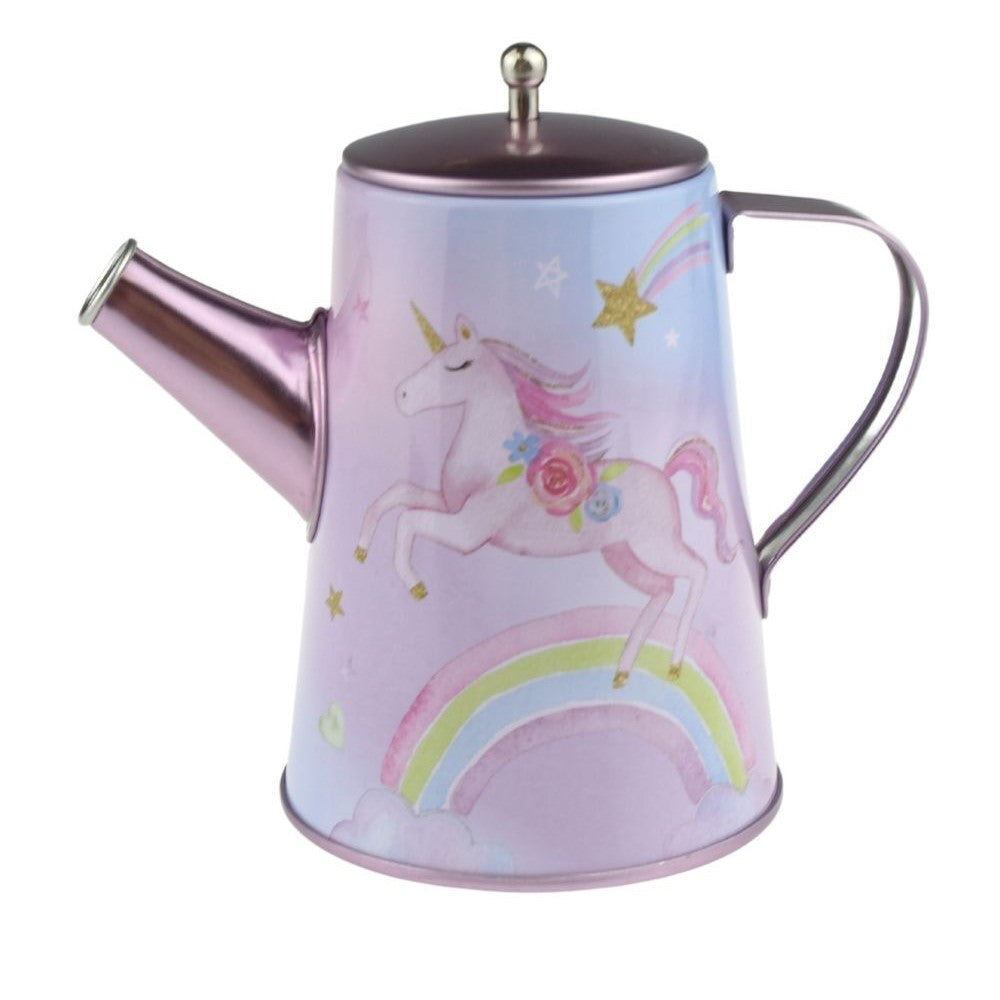 Kids Play Tin Tea Set In Suitcase - Rainbow Unicorn 18Pcs