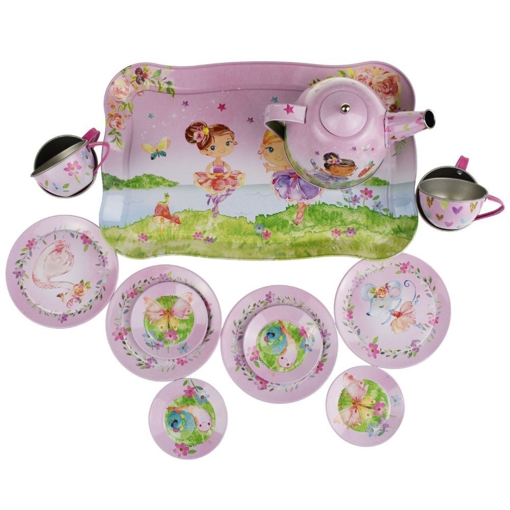 Kids Play Tin Tea Set In Suitcase - Ballerina 15 Pcs