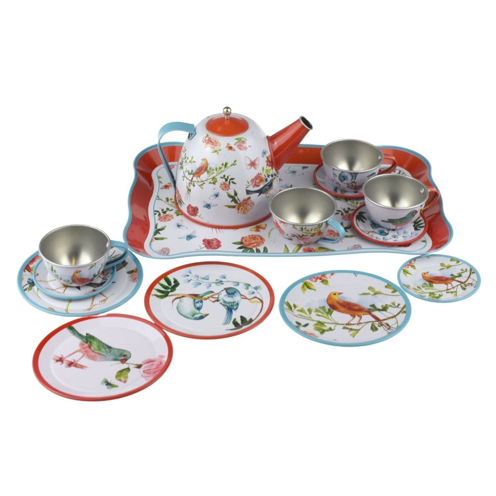 Kids Play Tin Tea Set - Garden Birds 15Pcs