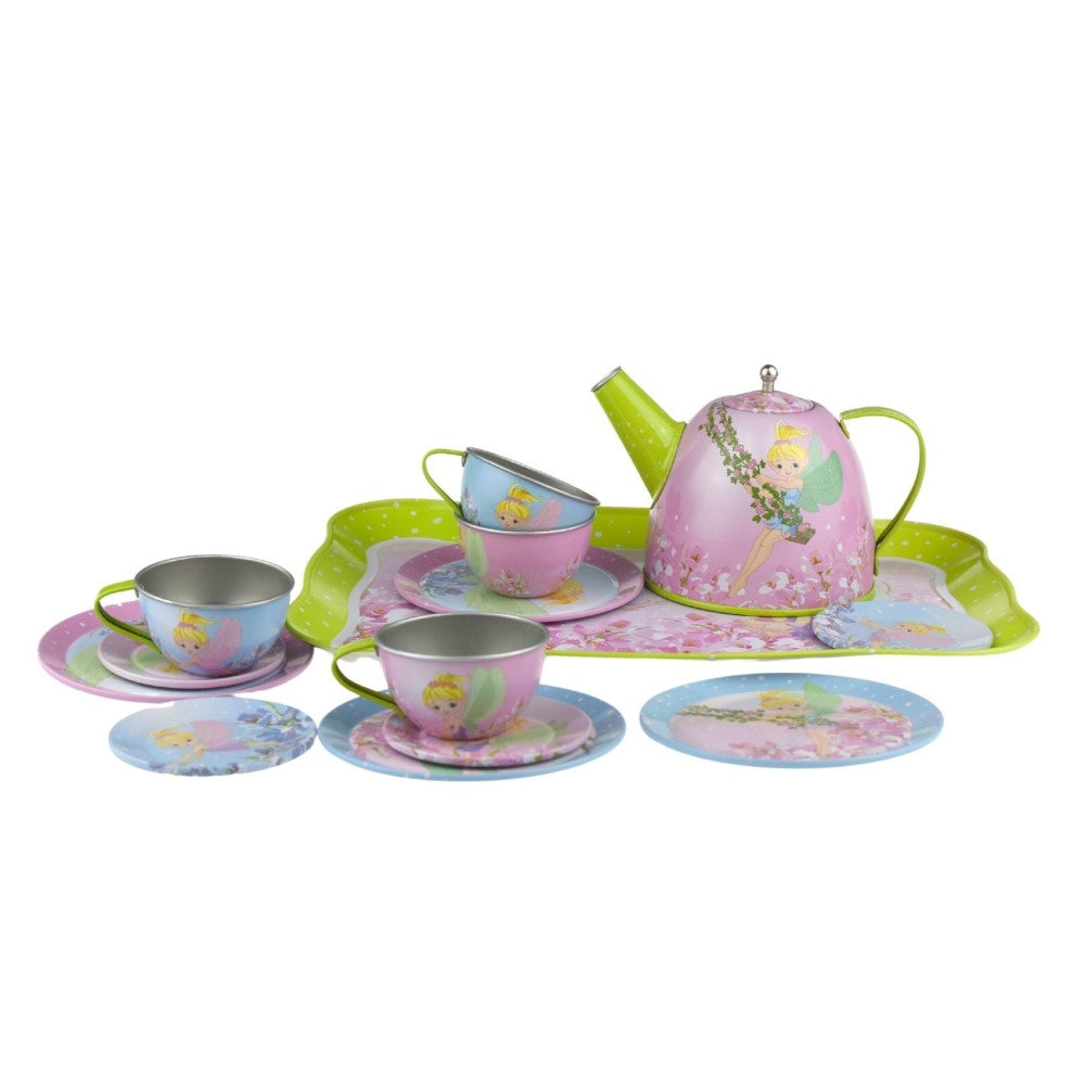 Kids Play Tin Tea Set In Suitcase - Fairy 15Pcs