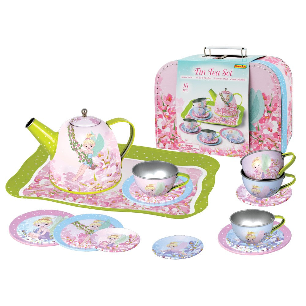 Kids Play Tin Tea Set In Suitcase - Fairy 15Pcs