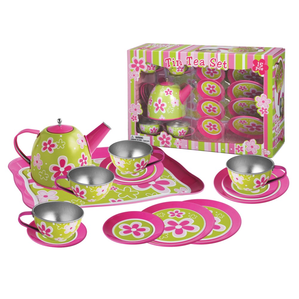 Kids Play Tin Tea Set - Daisy Flower 15Pcs