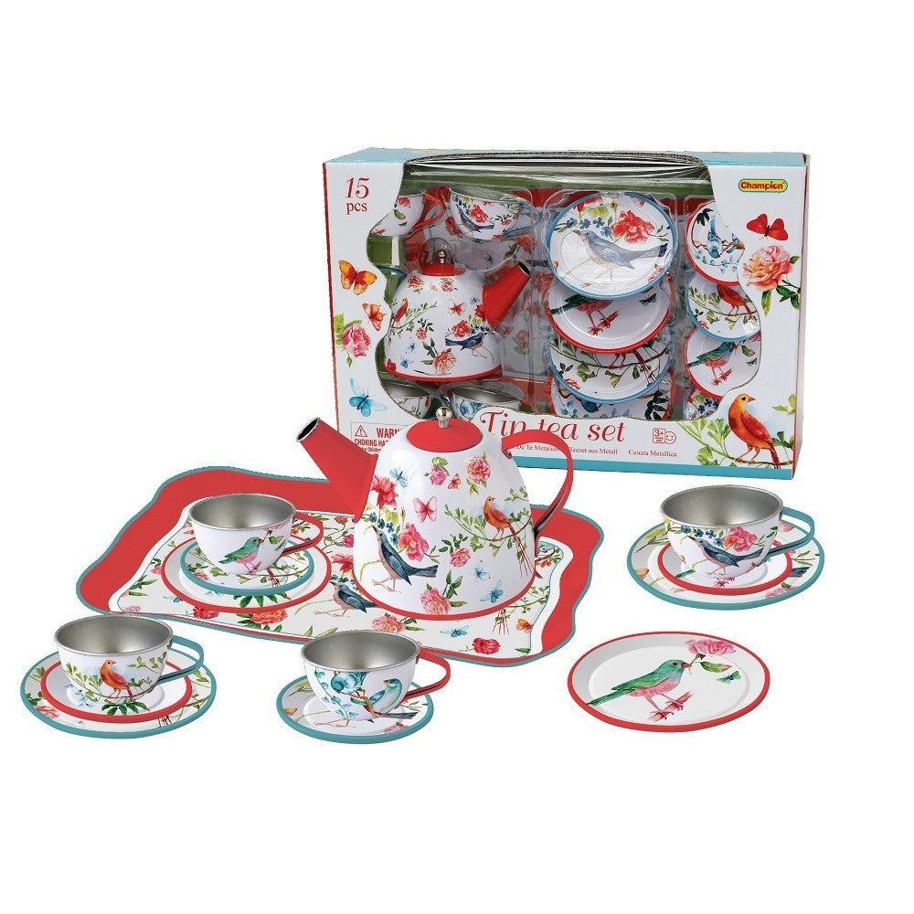 Kids Play Tin Tea Set - Garden Birds 15Pcs