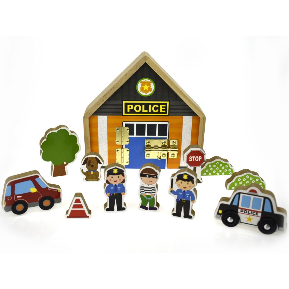 Kids Police Station Playset With Metal Latch