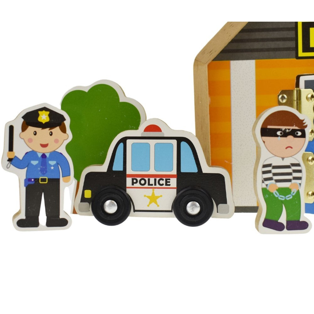 Kids Police Station Playset With Metal Latch